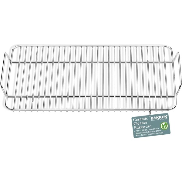 Bakken-Swiss Stainless Steel Cooling Rack 14.6x10in, Heavy-Duty, Non-Toxic, Dishwasher Safe - SBKCRSTBKRACK
