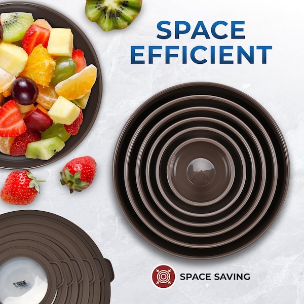 Bakkenmaster Bakken Master 12 Piece Plastic Nesting Bowls with Lids, Mixing Bowls Set includes 6 Prep Bowls - BKMX12BR22
