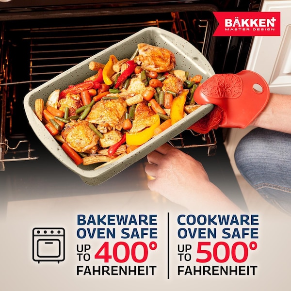 Bakkenmaster Bakken Master 38 Piece Granite Cookware and Bakeware Set, Nonstick Granite Coating - BKCWSTK38WHT