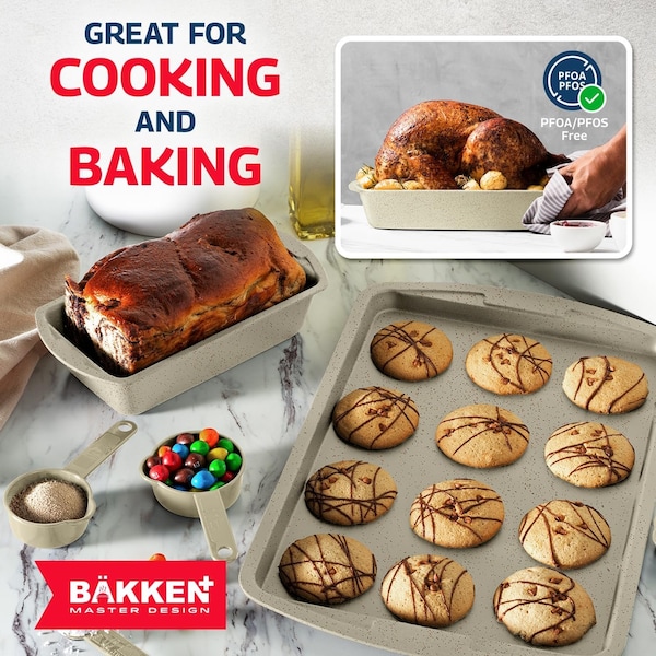 Bakkenmaster Bakken Master 38 Piece Granite Cookware and Bakeware Set, Nonstick Granite Coating - BKCWSTK38WHT