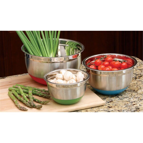 Cook Pro Cookpro Steel Mixing Bowl 3 Piece Set Colorful Non Skid Base, 3PK - 797