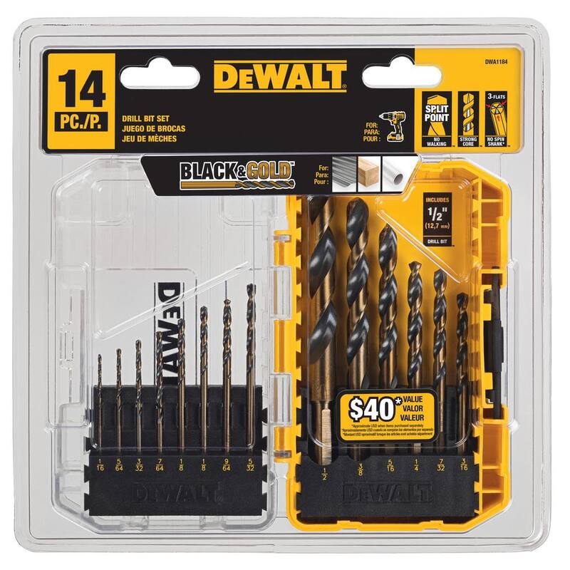 Accesorio magnético en ángulo recto MAXFIT de DEWALT con juego de brocas negras y doradas (14 piezas) - DWARA60WDWA1184