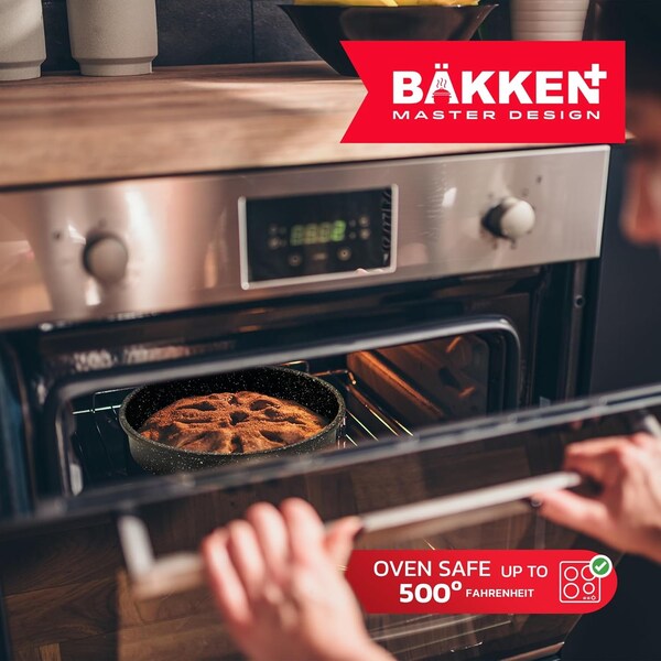 Bakken- Swiss Kitchen Cookware Set, Nonstick Coating, Pots and Pans Set with Handle Grips and Tempered Glass Lids - BKCWGRY23MAR