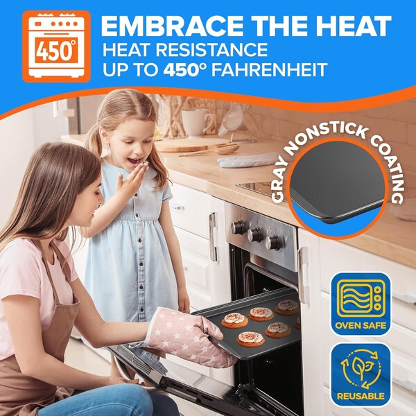 Emporio Kitchen Stackable Baking Pan Set, Nonstick Gray Coating, Carbon Steel Bakeware Sets, PFOA, PFOS, PTFE Free - EMPKBK0110