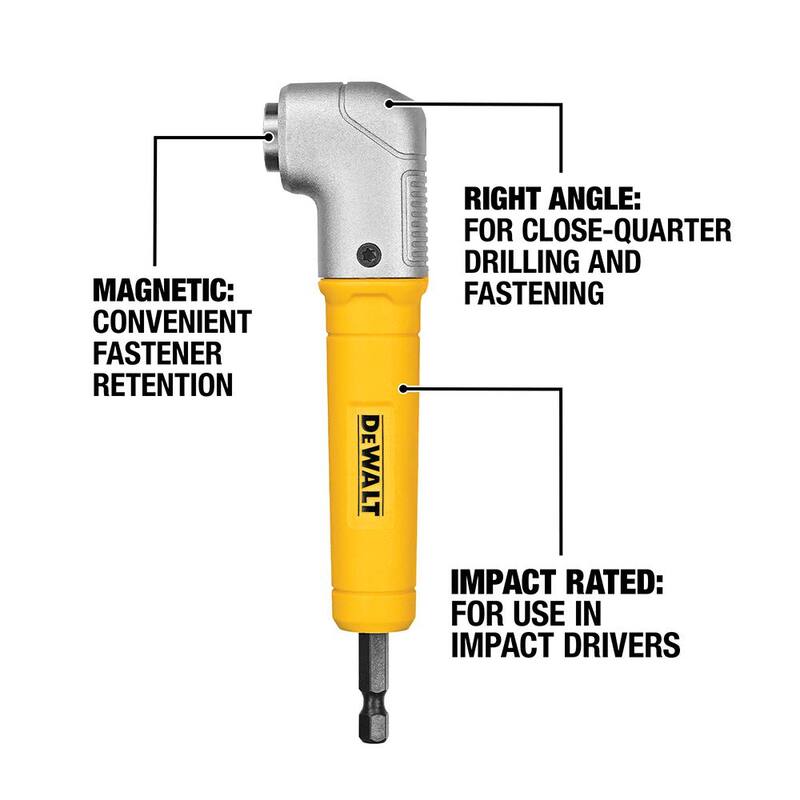 Accesorio magnético con ángulo recto MAXFIT DEWALT y juego de destornillador de tuerca magnético giratorio (4 piezas) - DWARA60WPVTDRV