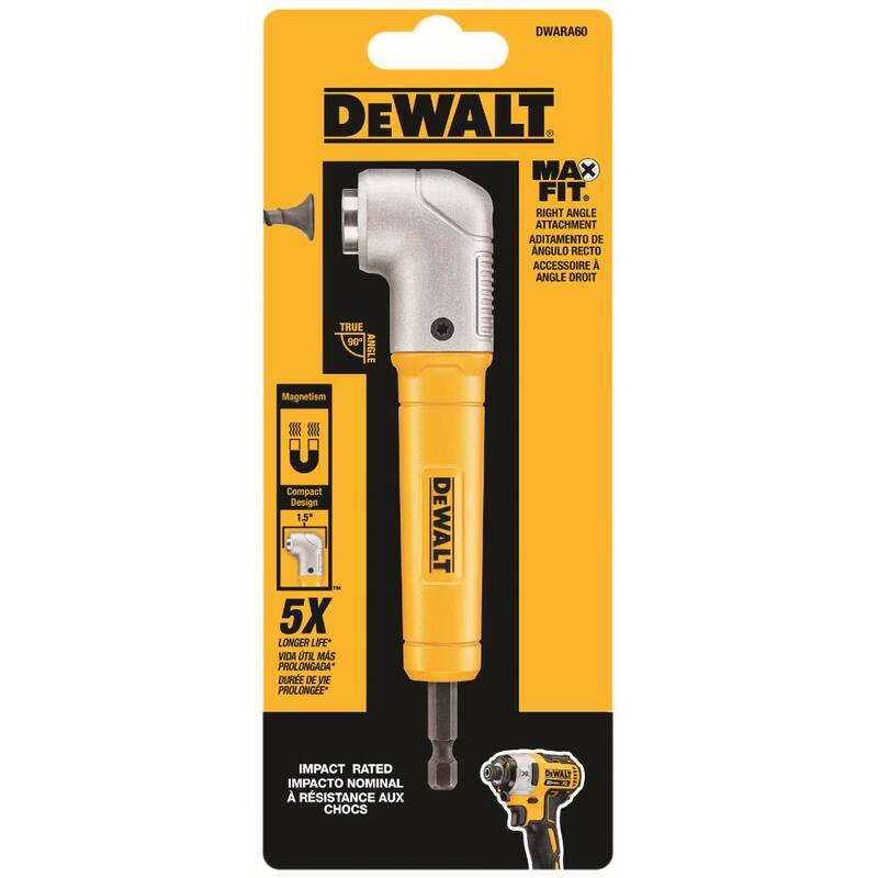 Accesorio magnético con ángulo recto MAXFIT DEWALT y juego de destornillador de tuerca magnético giratorio (4 piezas) - DWARA60WPVTDRV