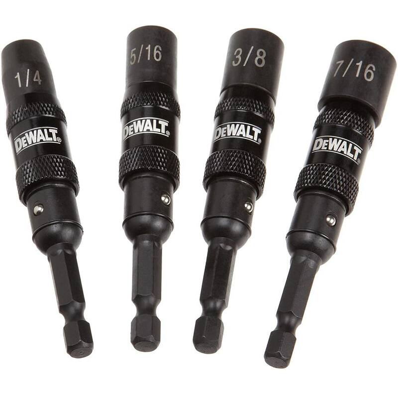 Accesorio magnético con ángulo recto MAXFIT DEWALT y juego de destornillador de tuerca magnético giratorio (4 piezas) - DWARA60WPVTDRV