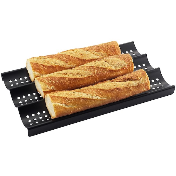 Zenport 3-Loaf Perforated Baguette Nonstick Bread Pan, 16 by 9-Inch, 5PK - 870002