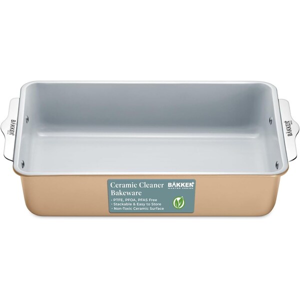 Bakken-Swiss Blue Roaster Pan, Aluminized Steel, Ceramic Non-Stick, PFOA and PFAS Free, Non-Toxic, Heavy-Duty - SBKCRSTBKGLDROS