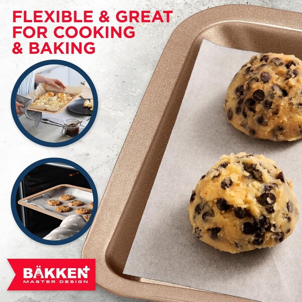 Bakken- Swiss BAKKEN Kitchen Nonstick Cookie Sheet, 13.18in. x 8.66in., PFOA-Free, Oven Safe, 450 DegF, Brown - BAKBK1XB87