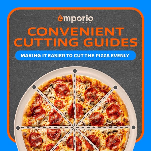 Emporio Kitchen Pizza Baking Pan, 15.75-Inch Round Perforated Carbon Steel Tray with Non-Stick Gray Marble Coating - EMPPIZ0165