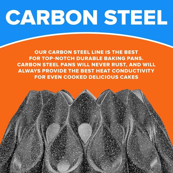 Emporio Kitchen Baking Pan Two-Layered Nonstick Gray Marble Coating Al. Fluted Cake Pans Oven Safe Up To 450 DegF - EMPKBTP146