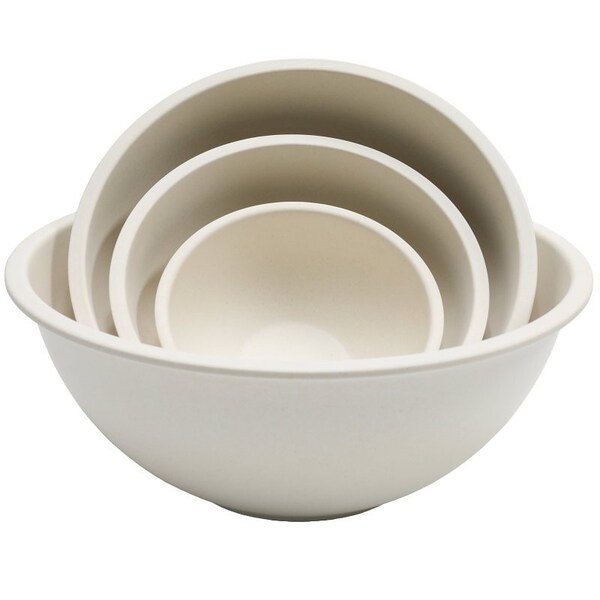 Chef Craft Mixing Bowl Set, Includes: 0.25 qt, 0.5 qt, 1 qt and 2 qt Bowls, Bamboo Fiber Powder, Natural - 22065