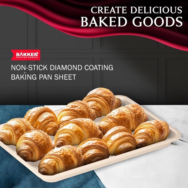 Bakken- Swiss BAKKEN Kitchen Nonstick Cookie Sheet, 13.58in. x 9.65in., PFOA-Free, Oven Safe, 450 DegF, White Marble - BKDD1P79