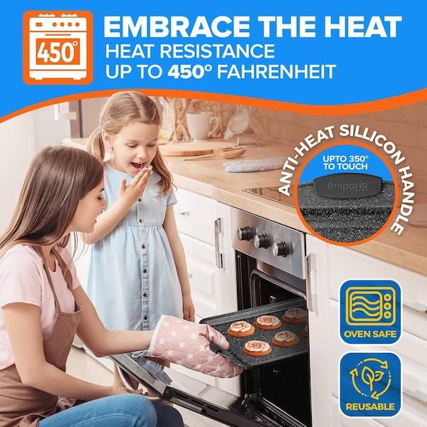 Emporio Kitchen Baking Pan Set, Oven Safe Tray, Up To 450 Deg F, Black, 6PK - EMPKBK066
