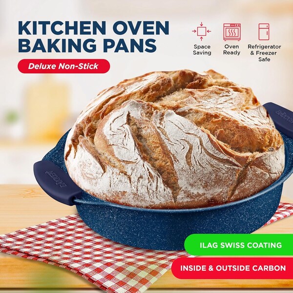 Bakkenamster BAKKEN Kitchen Baking Pan Set, Oven Safe Tray, Up To 450 Deg F, 6PK - BKBSBLUE6