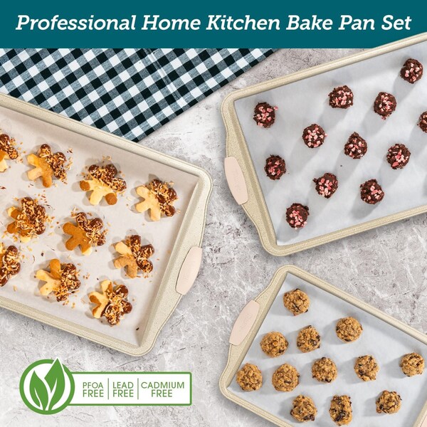 Bakken- Swiss BAKKEN Medium Nonstick Baking Sheet, 15.15x10.03in., Carbon Steel, PFOA-Free, Oven Safe, 450 DegF - BKB1WHT1