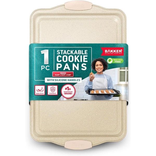 Bakken- Swiss BAKKEN Medium Nonstick Baking Sheet, 15.15x10.03in., Carbon Steel, PFOA-Free, Oven Safe, 450 DegF - BKB1WHT1