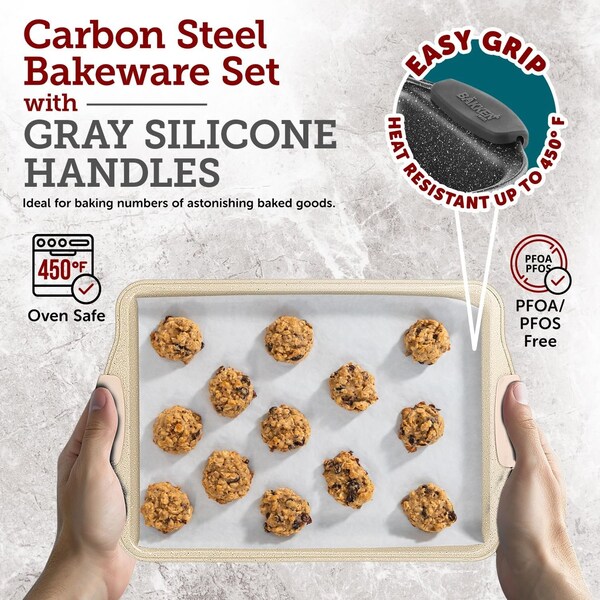Bakken- Swiss BAKKEN Medium Nonstick Baking Sheet, 15.15x10.03in., Carbon Steel, PFOA-Free, Oven Safe, 450 DegF - BKB1WHT1