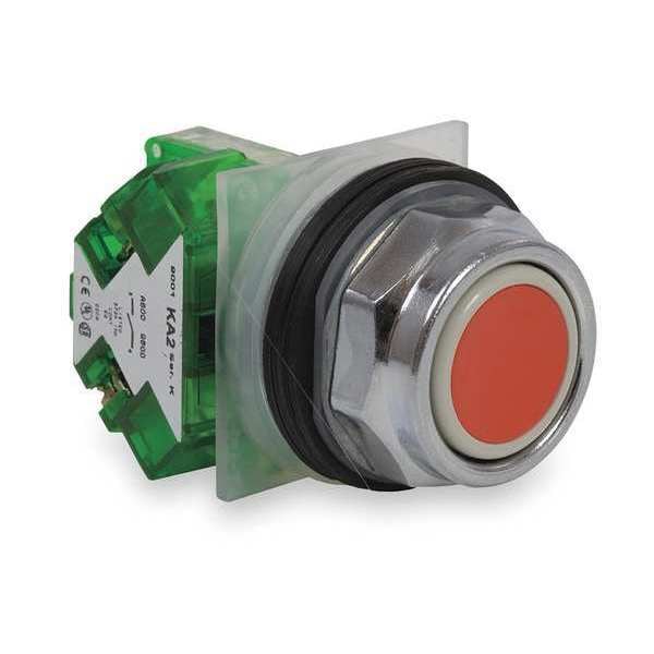 Botón pulsador no iluminado Schneider Electric, 30 mm, 1 contacto normalmente abierto (NO), rojo - 9001KR1RH5.