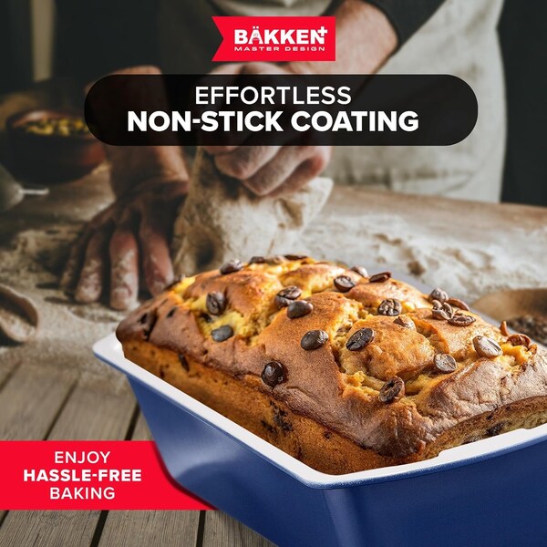 Bakken- Swiss BAKKEN 6-Piece Nonstick Bakeware Set, Carbon Steel, Blue and Gray, PFOA-Free, Oven Safe, 450 DegF - BAKDIERBLUE