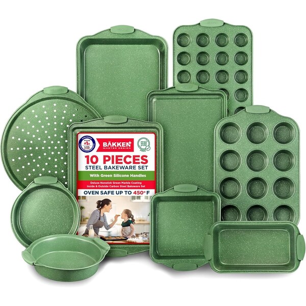 Bakkenamster BAKKEN Kitchen Baking Pan Set, Oven Safe, Up To 450 Deg F, 18PK - BKBSMARRED18