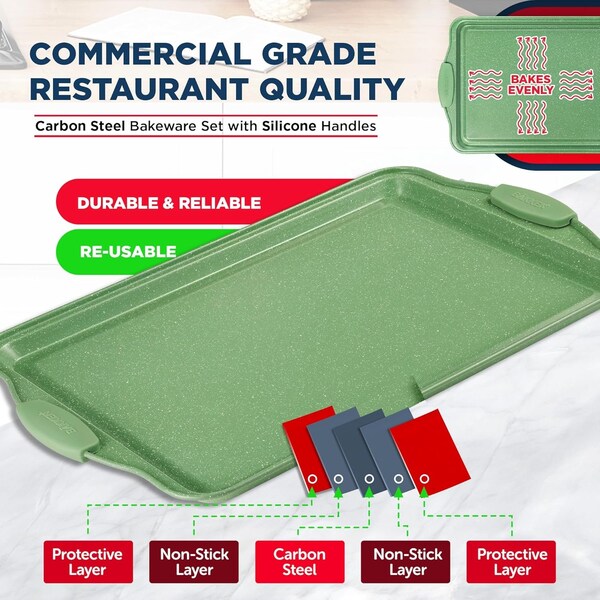 Bakkenamster BAKKEN Kitchen Baking Pan Set, Oven Safe, Up To 450 Deg F, 18PK - BKBSMARRED18