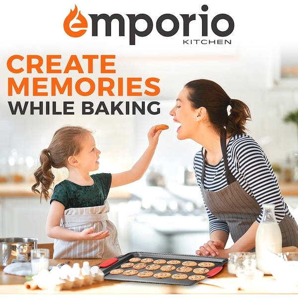 Emporio Kitchen Baking Pan Set, Oven Safe Tray, Up To 450 Deg F, Black, 3PK - EMPKBK033