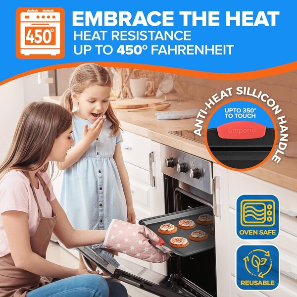 Emporio Kitchen Baking Pan Set, Oven Safe Tray, Up To 450 Deg F, Black, 3PK - EMPKBK033