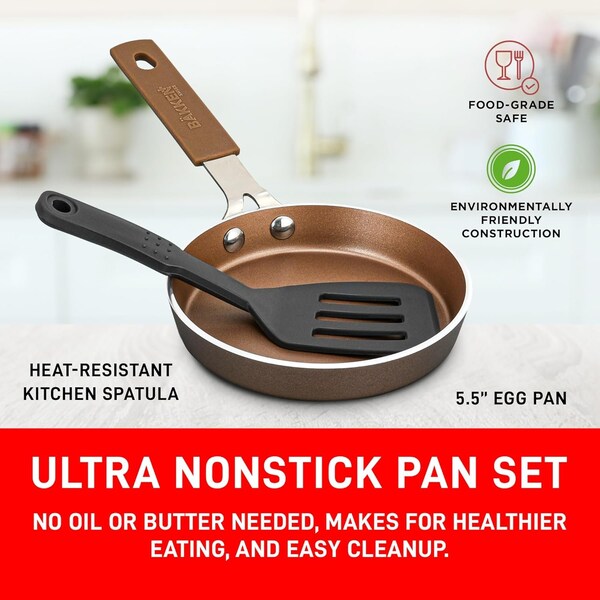 Bakken-Swiss Mini Nonstick Egg and Omelet Pan, Eco-Friendly, Copper/Golden, 5.5, 2PK - BKCWMIN55