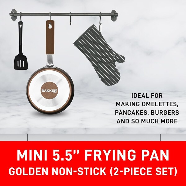 Bakken-Swiss Mini Nonstick Egg and Omelet Pan, Eco-Friendly, Copper/Golden, 5.5, 2PK - BKCWMIN55