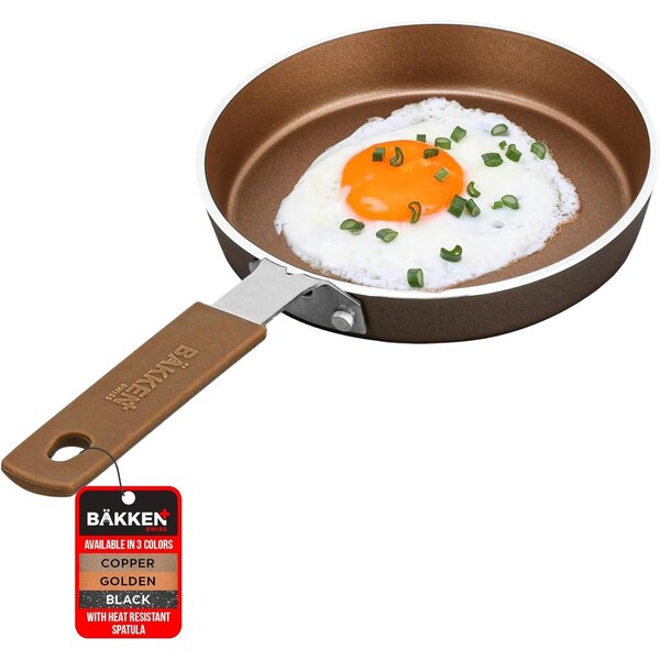 Bakken-Swiss Mini Nonstick Egg and Omelet Pan, Eco-Friendly, Copper/Golden, 5.5, 2PK - BKCWMIN55