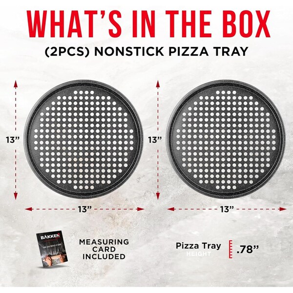 Bakken- Swiss BAKKEN Pizza Pan, Round Perforated, Nonstick Marble Coating, Dishwasher Safe, Gray - BAKPIZ11GRM