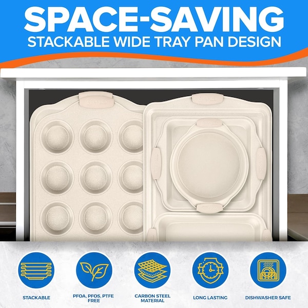 Emporio Kitchen Baking Pan Set, Oven Safe Tray, Up To 450 Deg F, White, 8PK - EMPKW88H