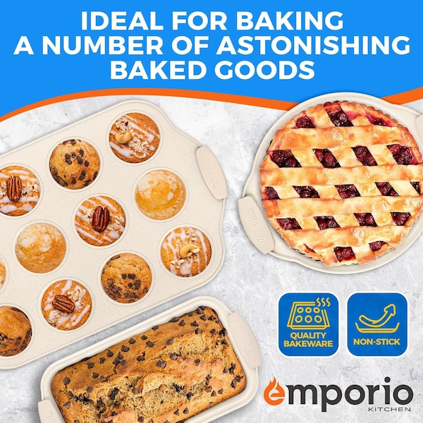 Emporio Kitchen Baking Pan Set, Oven Safe Tray, Up To 450 Deg F, White, 8PK - EMPKW88H