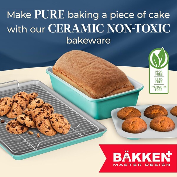Bakken-Swiss Bakken 8-Piece Stackable Bakeware Set, Ceramic Non-Stick, PTFE, PFOA and PFOS Free, Oven-Safe - BKCRSTBKTEL
