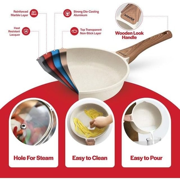Bakken-Swiss 20-Piece Cookware Set, Granite Non-Stick, Eco-Friendly, Oven-Safe, All Stoves - BKCAS20CRM