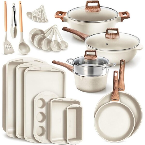 Bakken-Swiss 20-Piece Cookware Set, Granite Non-Stick, Eco-Friendly, Oven-Safe, All Stoves - BKCAS20CRM