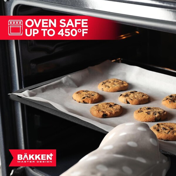 Bakken- Swiss BAKKEN Kitchen Nonstick Cookie Sheet, 13.18in. x 8.66in., PFOA-Free, Oven Safe, 450 DegF, Gray Marble - BAKBK1XG57