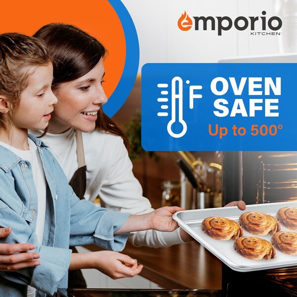 Emporio Kitchen Baking Pan Set, 13in. x 18in. Aluminum Baking Pan with Stainless Steel Cooling Rack Set - EMPKSST13