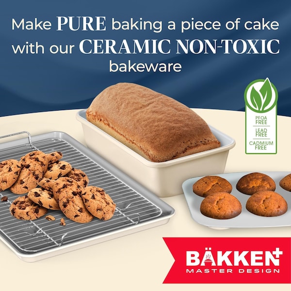Bakken-Swiss Premium Loaf Pan, Aluminized Steel, Ceramic Non-Stick, PFOA PFAS Free, 9x4.7x2.3in, Durable - SBKCRSTBKCRMLOF