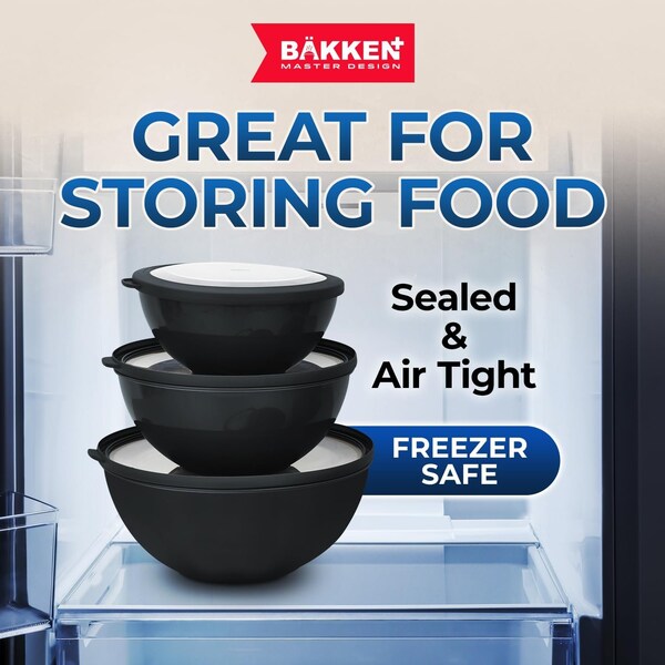 Bakkenmaster Bakken Master 12 Piece Plastic Nesting Bowls with Lids, Mixing Bowls Set includes 6 Prep Bowls - BKMX12GRY33