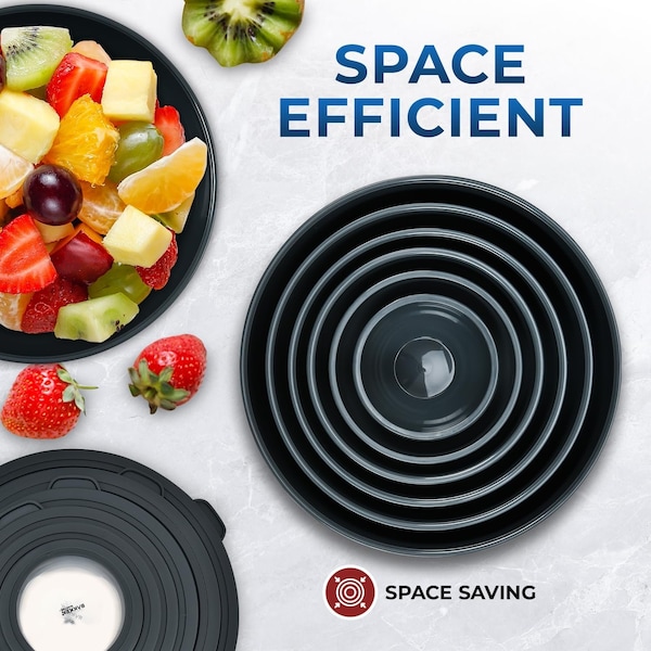 Bakkenmaster Bakken Master 12 Piece Plastic Nesting Bowls with Lids, Mixing Bowls Set includes 6 Prep Bowls - BKMX12GRY33