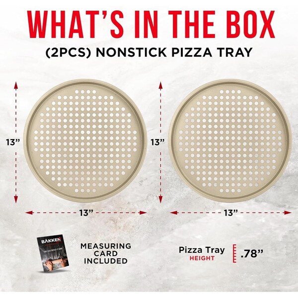 Bakken- Swiss BAKKEN Pizza Pan, Round Perforated, Nonstick Marble Coating, Dishwasher Safe, White, 2PK - BAKPIZWHT32