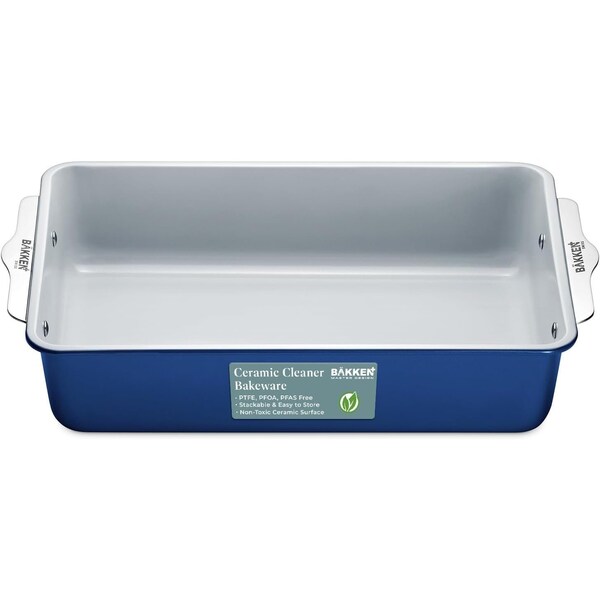 Bakken-Swiss Blue Roaster Pan, Aluminized Steel, Ceramic Non-Stick, PFOA and PFAS Free, Non-Toxic, Heavy-Duty - SBKCRSTBKBULROS