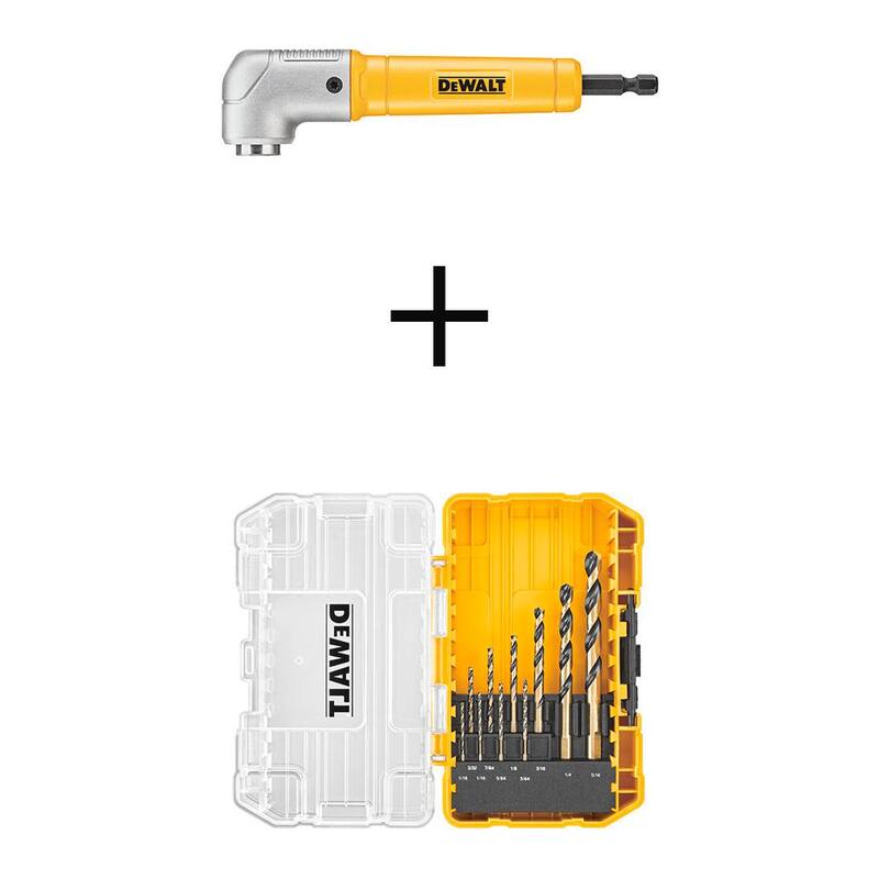 DEWALT MAXFIT Accesorio Magnético Angular Derecho y Set de Brocas Torcido Negro y Dorado (10 piezas) - DWARA60WDWA1180