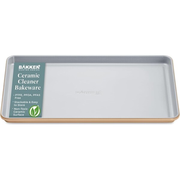 Bakken-Swiss Premium Sheet Pan Set, Blue, Teal, Marble, Golden, Cream, Aluminized Steel, Non-Toxic - SBKCRSTBKGLDSHT