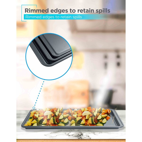 Black & Decker 3-Piece Carbon Steel Baking Sheet Set, Includes 13'', 15'', 17'' Cookie Sheets for Baking,  - BDK402B