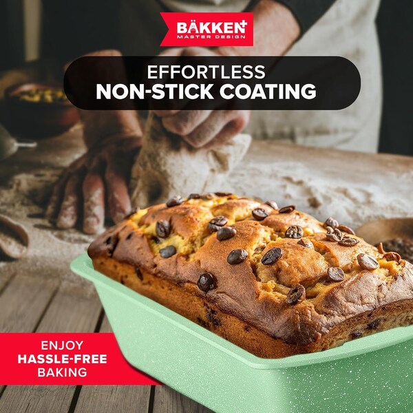 Bakken- Swiss BAKKEN 6-Piece Nonstick Baking Pan Set, Carbon Steel, PFOA-Free, Oven Safe, 450 DegF, Green Marble - BAKDIEGR