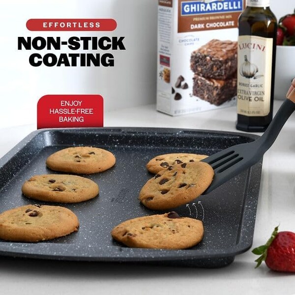 Bakken-Swiss 6-Piece Bakeware Set, Stackable Non-Stick Carbon Steel, Gray Stone Coating for Home - BAKDIEMAR